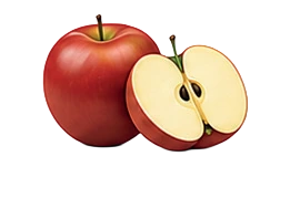 Illustration of a red apple and apple slices representing apple cider vinegar